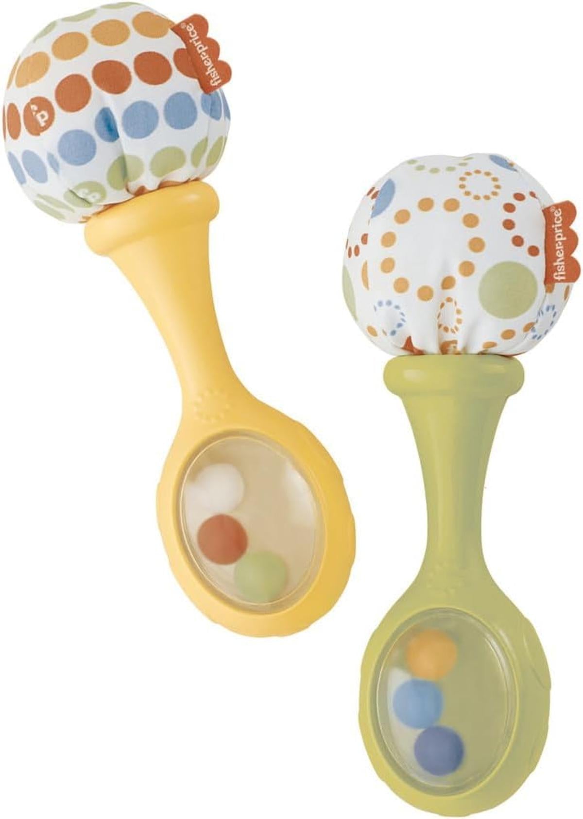 Fisher-Price Rumba-Rasseln - Set aus 2 Rasseln mit bunten Perlen und weichen Griffen, fördert die sensorische Entwicklung und Feinmotorik, für Babys ab 3 Monaten, BLT33
