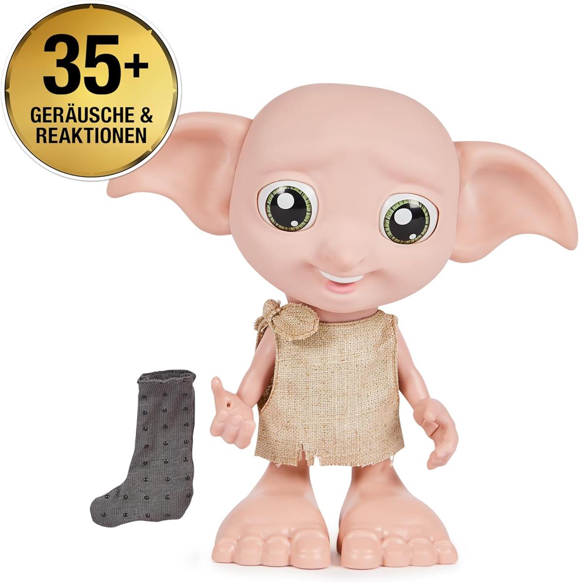 Wizarding World Harry Potter - Interaktiver Dobby Hauself Puppe mit über 30 Geräuschen, Sätzen und Bewegungen, Deutsch-Italienisch, Spielzeug für Kinder ab 6 Jahren, Fanartikel