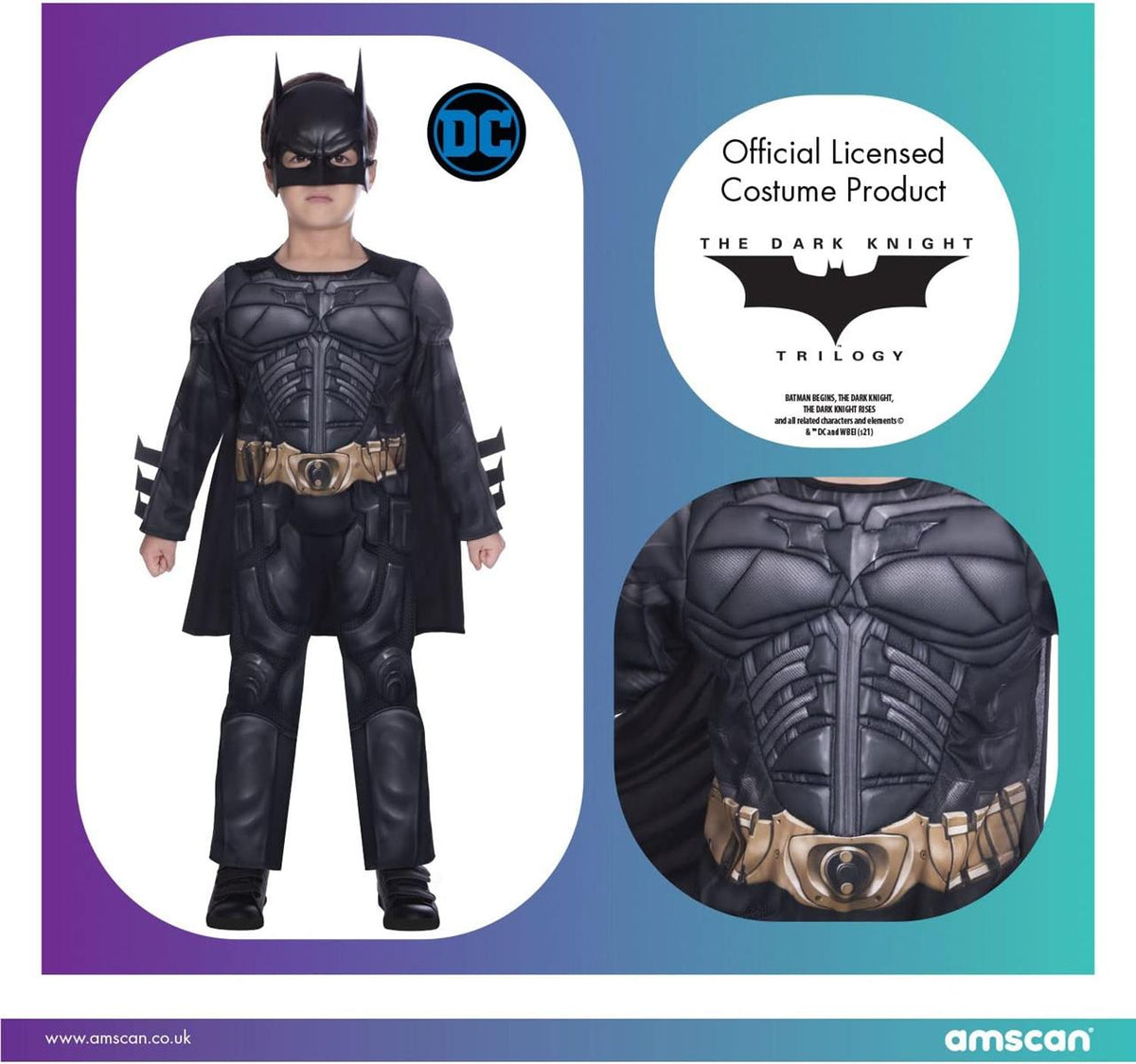 amscan Offiziell Lizenziert Dark Knight Rises Batman Kostüm Für Kinder Jungen 3-4 Jahre