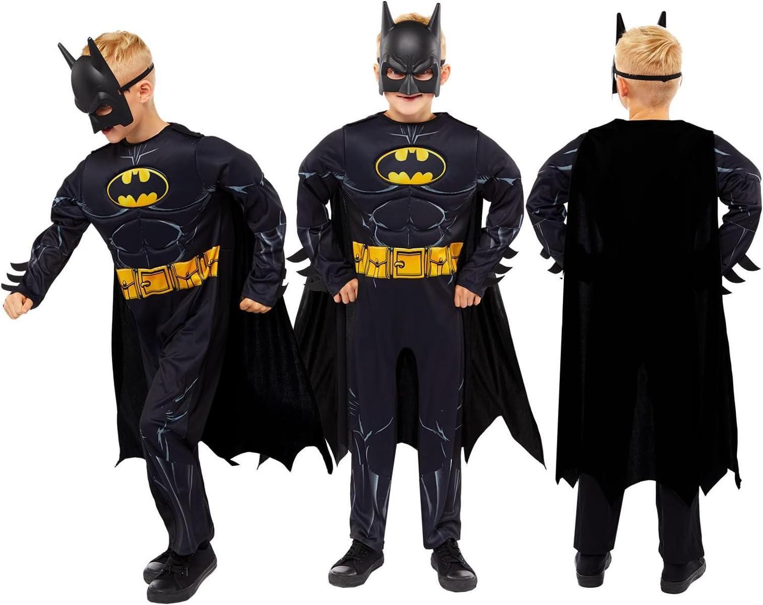 amscan offiziell lizenziertes Comic Muskelbrust Batman Kostüm Kinder Jungen 6-8 Jahre