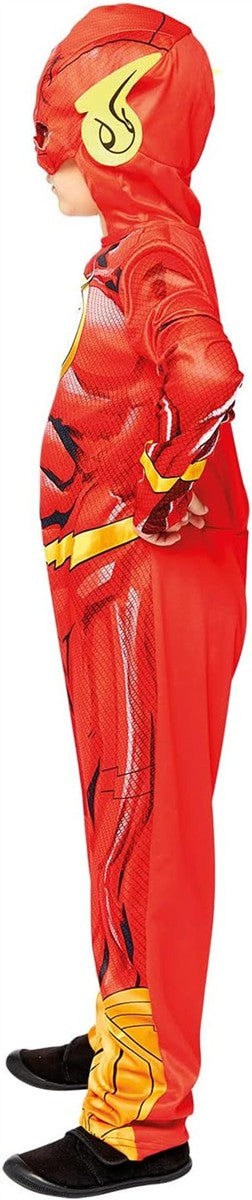 Amscan - Kinderkostüm The Flash, bedruckter Overall mit Kopfbedeckung, 100 % recycelte Materialien, Serie, DC Super Heroes, Motto-Party, Karneval Größe 134 8-10 Jahre