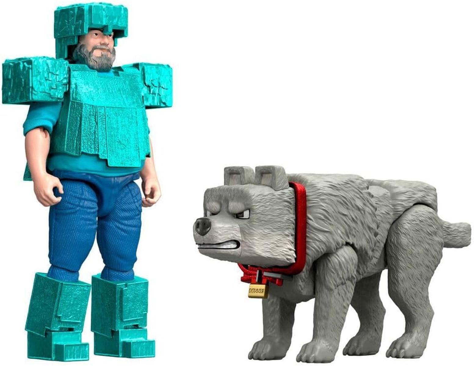 Minecraft JFR71 Movie Core Scale Steve und Wolf Actionfiguren-Set, 10,2 cm, 2 Stück