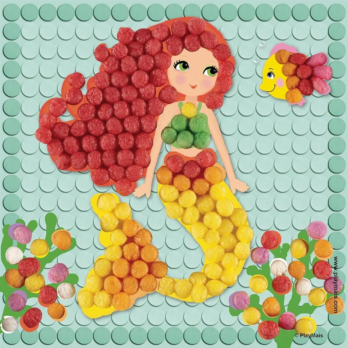 Playmais MOSAIC Dream Mermaid Kreativ-Set zum Basteln für Kinder ab 5 Jahren | Über 2.300 Stück & 6 Mosaik Klebebilder mit Meerjungfrauen | Fördert Kreativität & Feinmotorik | Natürliches Spielzeug