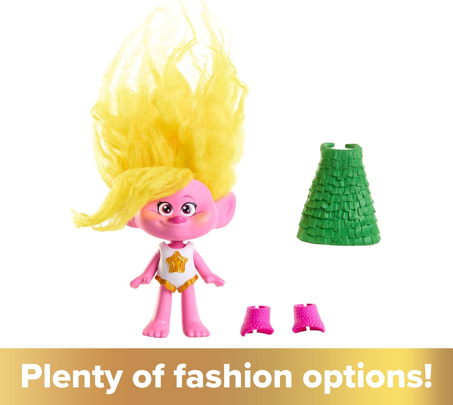 Mattel DREAMWORKS TROLLS Gemeinsam Stark – Puppen Königin Poppy, Viva, Branch, Guy Diamond mit Tiny Diamond mit Plüschhaar und 5 Gelenke, für Kinder ab 3 Jahren, HNF07