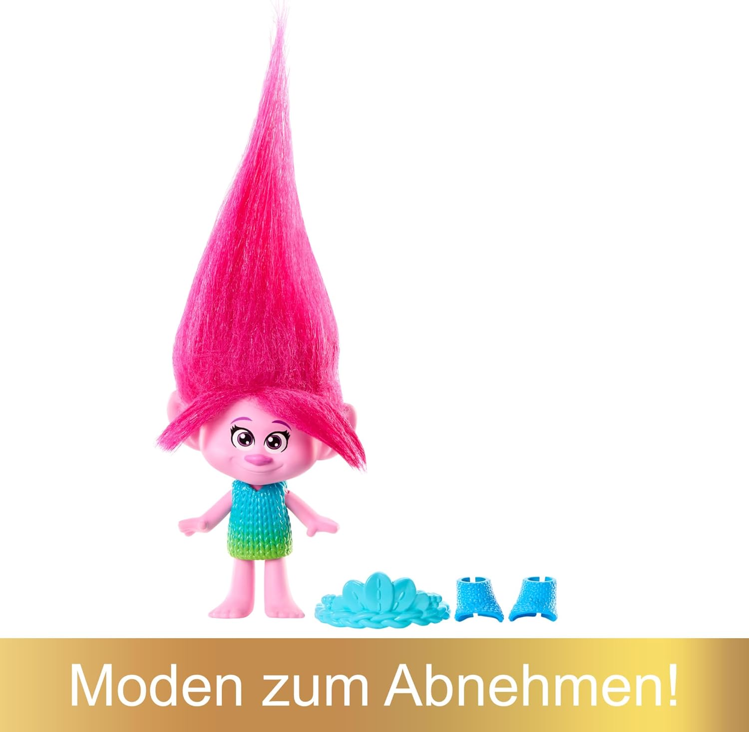 Mattel DREAMWORKS TROLLS Gemeinsam Stark – Königin Poppy, Viva, Branch, Guy Diamond mit Tiny Diamond, Plüschhaar, Mode zum Ausziehen, 5 bewegliche Gelenke, für Kinder ab 3 Jahren, HNF06