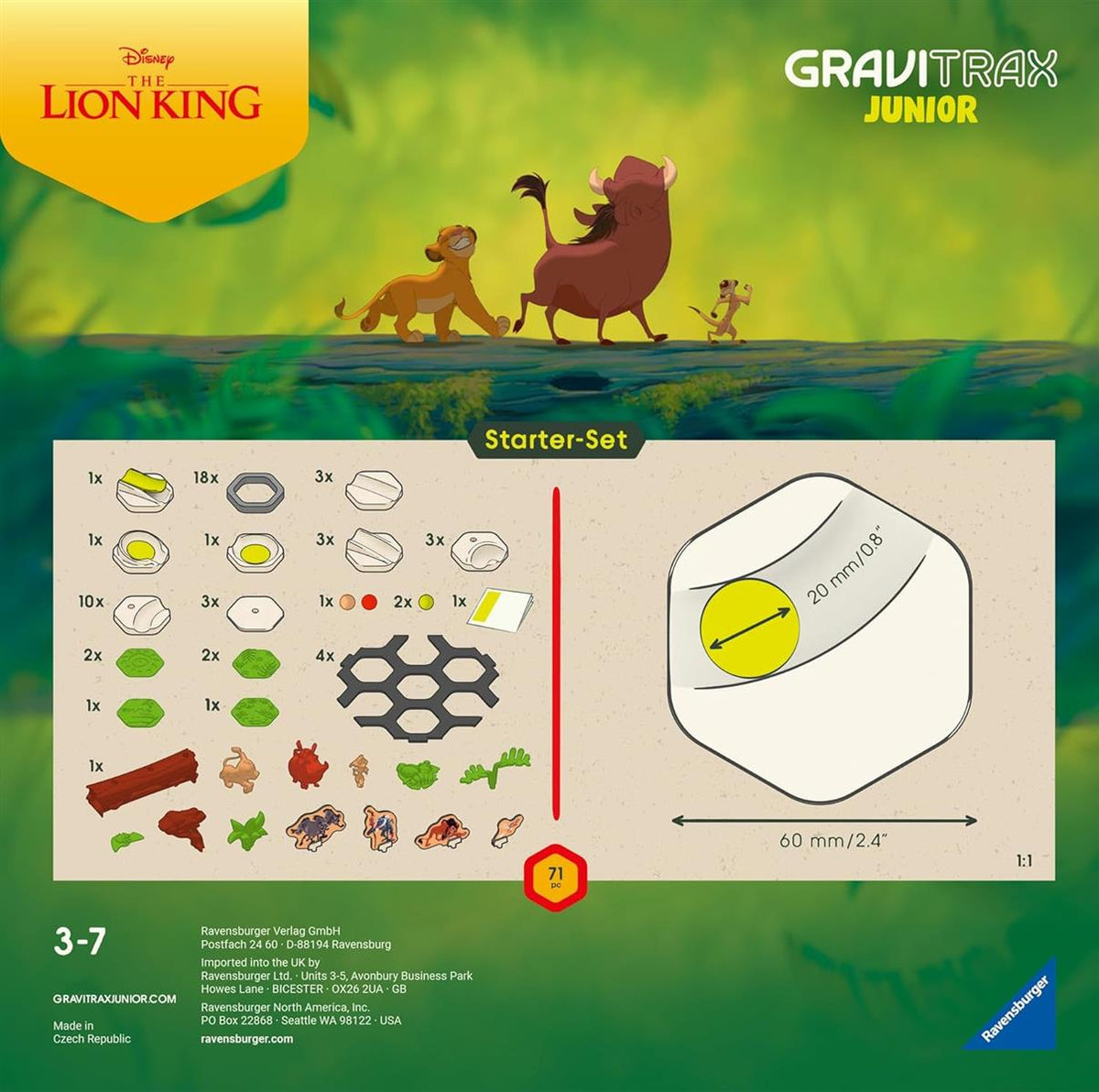 Ravensburger GraviTrax Junior Starter-Set Disney Lion King 73437 - Murmelbahn für Kinder ab 3 Jahren, mit Spielfiguren aus der König der Löwen-Welt