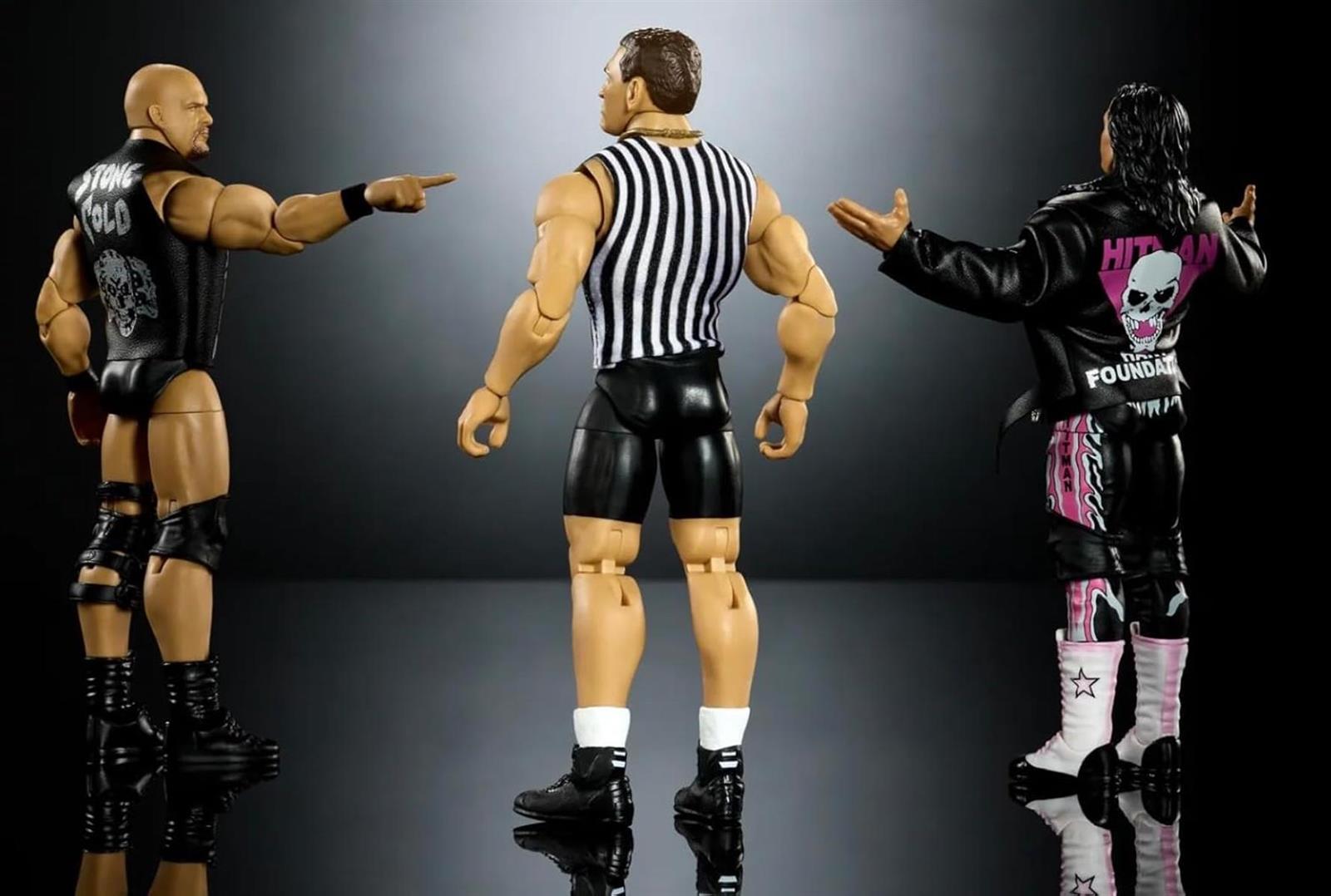 Mattel WWE Bret The Hitman Hart Stone Cold Steve Austin Ken Shamrock Wrestlemania 3-Pack Elite Collection Wrestling Actionfigur Spielzeug