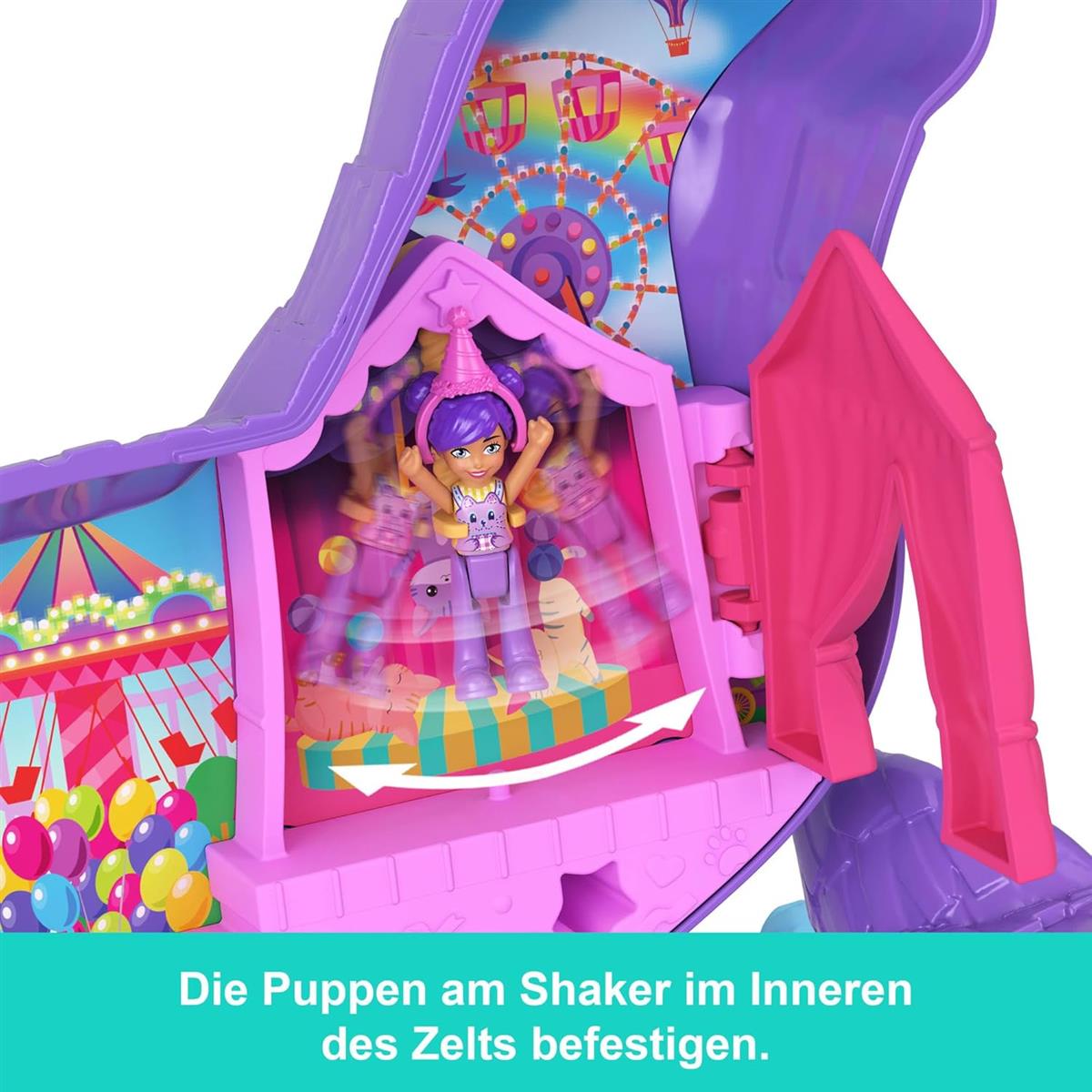 Polly Pocket Mikropuppen & Spielset mit 23 Überraschungs-Zubehörteilen, inklusive Tieren, Geburtstags-Party-Katzen-Spielset, Riesenrad-Fahrt, JFT90