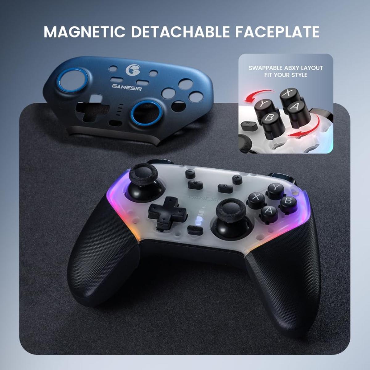 GameSir Super Nova kabelloser 1000Hz Controller mit Ladestation – Hall-Effekt-Sticks, verstellbare Trigger – Switch/Switch 2 Gyro, PC, Mobilgeräte – Nightfall Blue