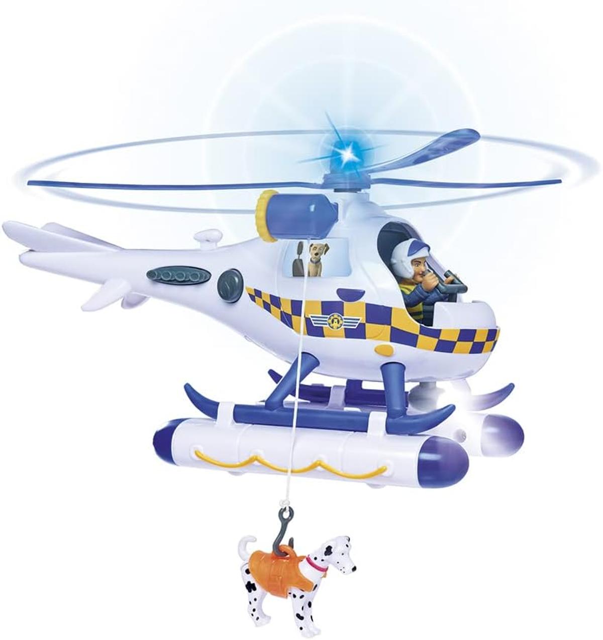 Simba - Feuerwehrmann Sam – Hubschrauber Polizei – Funktionen Sound und Licht – Figuren Rosa + Radar – Batterien enthalten – ab 3 Jahren – 109252537038