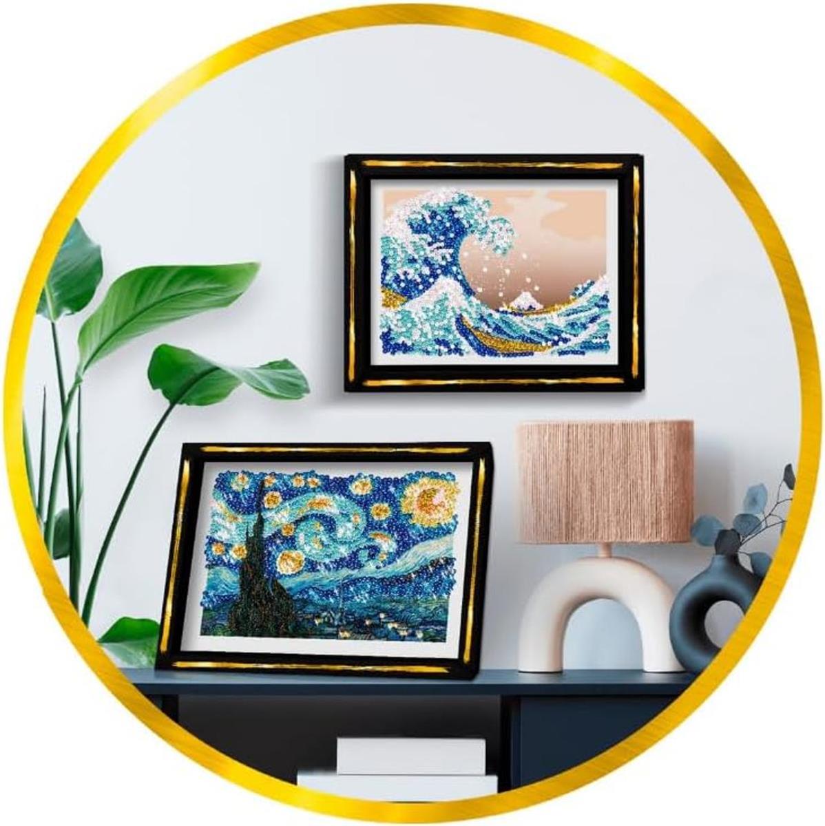 Lansay - COLLECTION SEQUINS - Die Sternennacht - Van Gogh - Gestalte ein glitzerndes Sequin-Bild von Van Gogh - Inklusive Aufbewahrungsfach - Kreative Aktivität für Erwachsene - Ab 14 Jahren