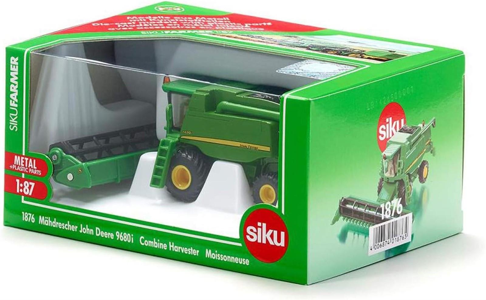 Siku 1876, John Deere T670i Mähdrescher, 1:87, Metall/Kunststoff, Grün, Bewegliches und abnehmbares Schneidwerk
