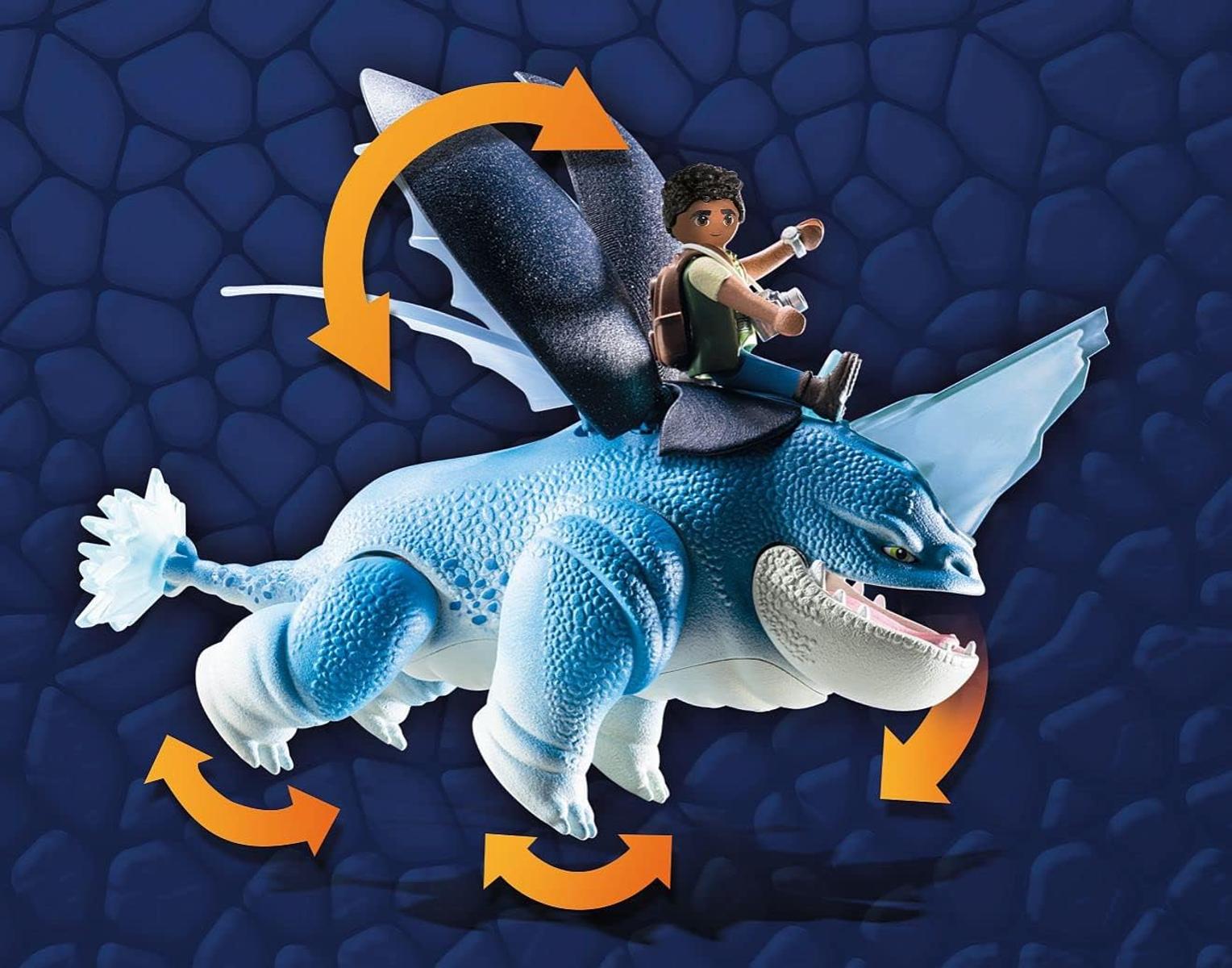PLAYMOBIL DreamWorks Dragons 71082 Dragons: The Nine Realms - Plowhorn & D'Angelo, Dragons-Figur und Spielzeug-Drache mit Hörnern, Spielzeug für Kinder ab 4 Jahren
