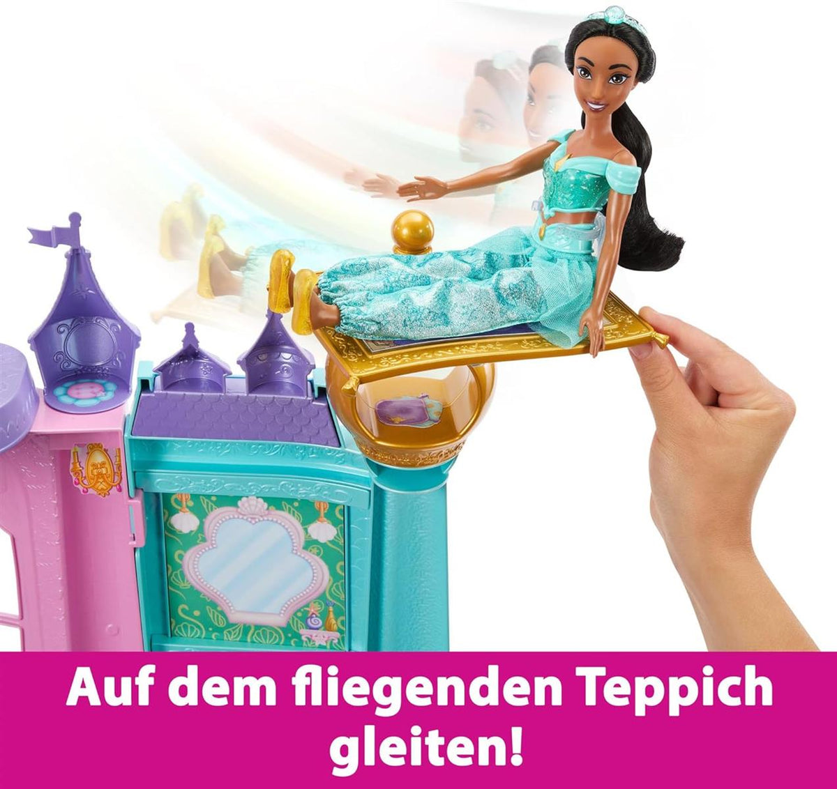 Mattel Disney Prinzessin Puppenhaus, Magisches Schloss, 3 Etagen, 10 Spielbereiche, mit Licht und Geräuscheffekten, inkl. 28 Zubehörteilen, Disney Geschenke, Spielzeug ab 3 Jahre, HLW29