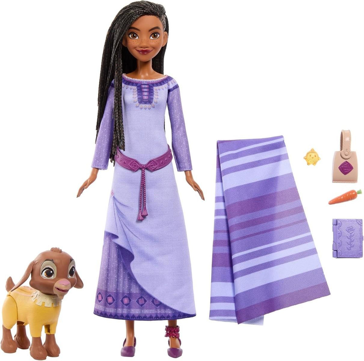 Disney WISH - Asha von Rosas Abenteuerpack Puppe mit ausziehbarem Kleid, Schuhen, Zubehör, langen geflochtenen Haaren für endlosen Stylingspaß, für Kinder ab 3 Jahren, HPX25