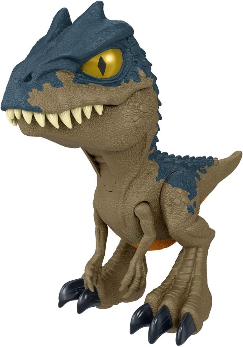 Mattel Jurassic World: Die Chaostheorie Netflix - Chomp Chomp“ Gigantisches Gebrüll Allosaurus Dinosaurier-Spielzeug mit Geräusch und dehnbaren Sehnen am Kiefer, zunehmenden Brüllstufen, HVB45