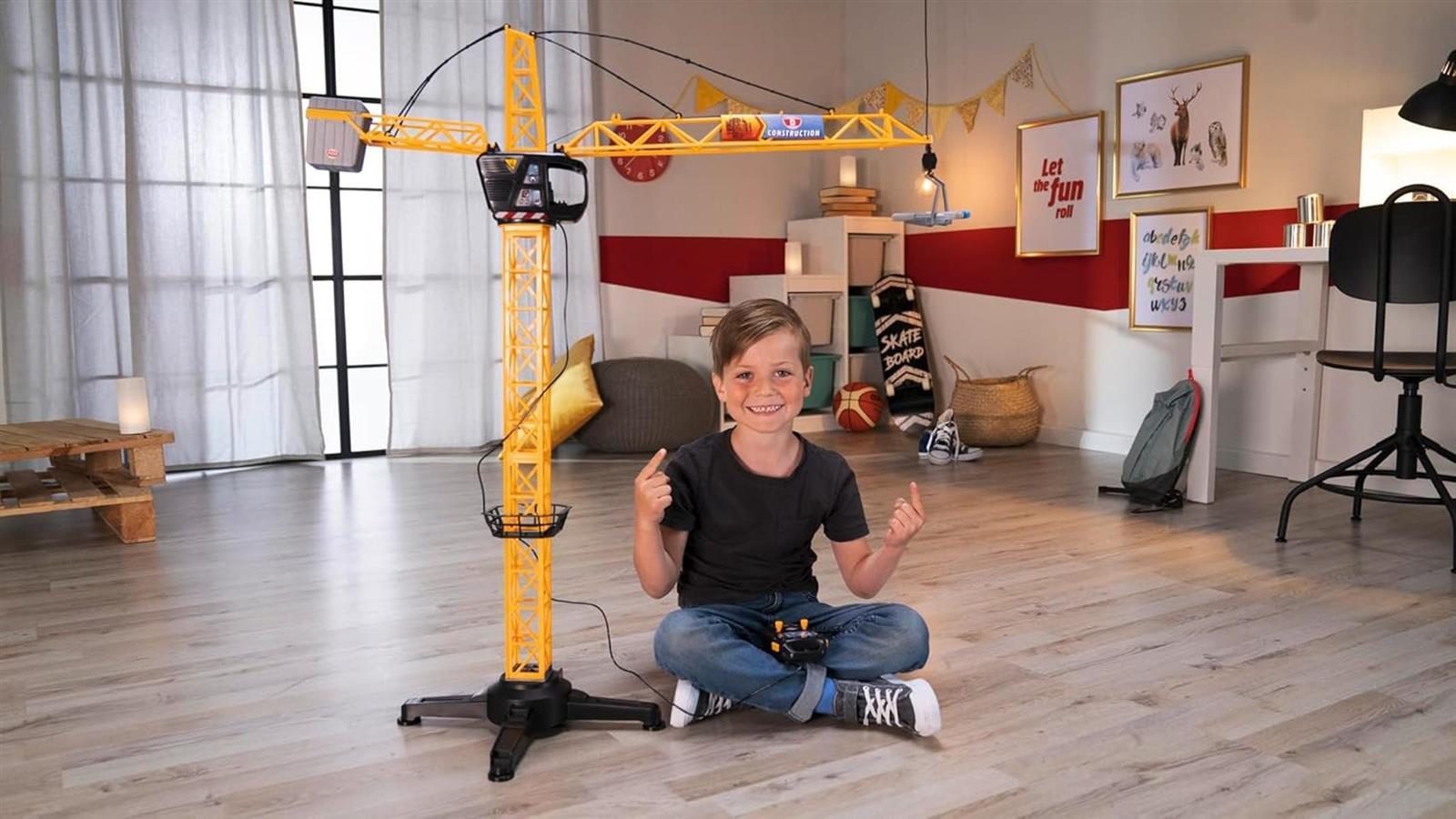 Dickie Toys 203462411 - Mega Crane, Kabelgesteuerter Kran, 1 Meter hoch