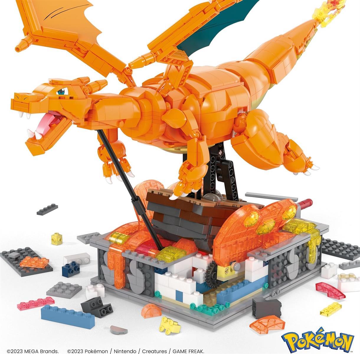 Mega Pokémon Glurak Actionfigur, 1664 Teile, zusammenbaubares, bewegliches Figur, Bauspielzeug, ca. 28 cm groß, ab 12 Jahre Sammelfigut, HMW05