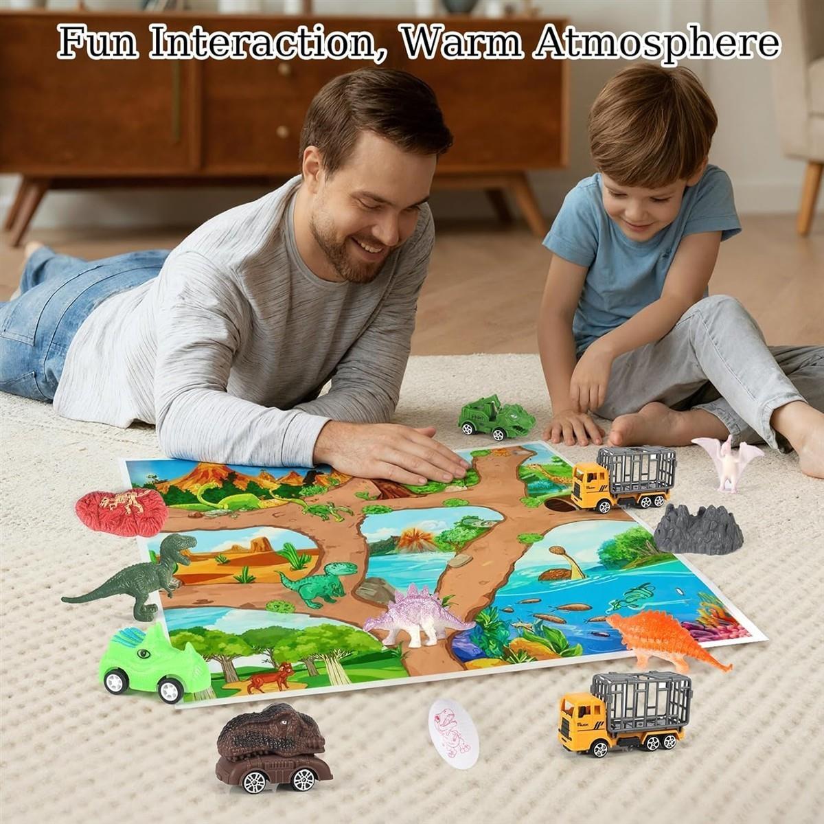 Adventskalender kinder,weihnachtskalender 2025, Dino Christmas weihnachtskalender für Kinder, Dinosauriertransporter, Dinosaurierauto, Minidinosaurier, für Kinder ab 4 Jahren