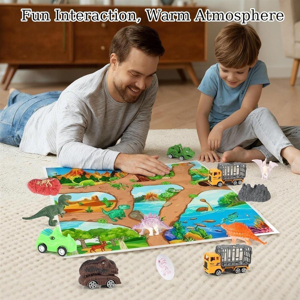 Adventskalender kinder,weihnachtskalender 2025, Dino Christmas weihnachtskalender für Kinder, Dinosauriertransporter, Dinosaurierauto, Minidinosaurier, für Kinder ab 4 Jahren