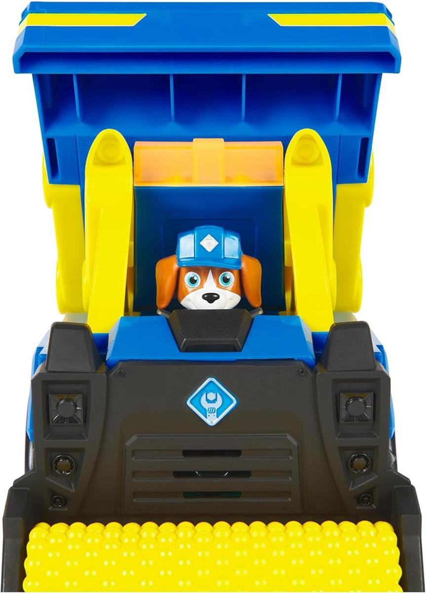 Rubble & Crew - Premium Baufahrzeug mit Kippmulde, Planierwalze, Lichtern und Geräuschen (Deluxe Fahrzeug) und Wheeler-Figur, Spielzeug für Kinder ab 3 Jahren
