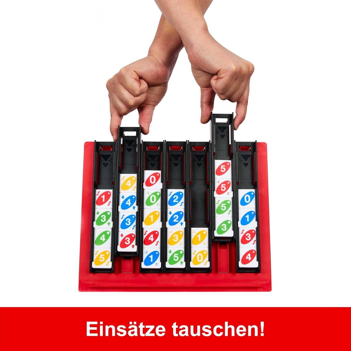 Mattel Games Uno Quatro, Steine nach Farben oder Zahlen sortieren, mit Aktionssteinen, Perfekt als Kinderspiel, Reisespiel oder Gesellschaftsspiel, ab 7 Jahre, HPF82