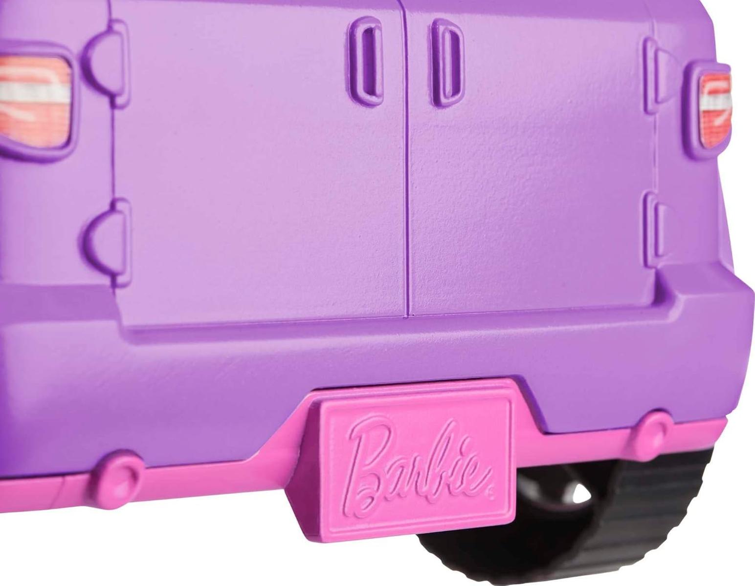 Barbie Jeep, Convertible Jeep, lila Jeep mit beweglichen Rädern, rosa Innenausstattung, Sicherheitsgurt, Barbiepuppe Nicht enthalten, Geschenk für Kinder, Spielzeug ab 3 Jahre,GMT46