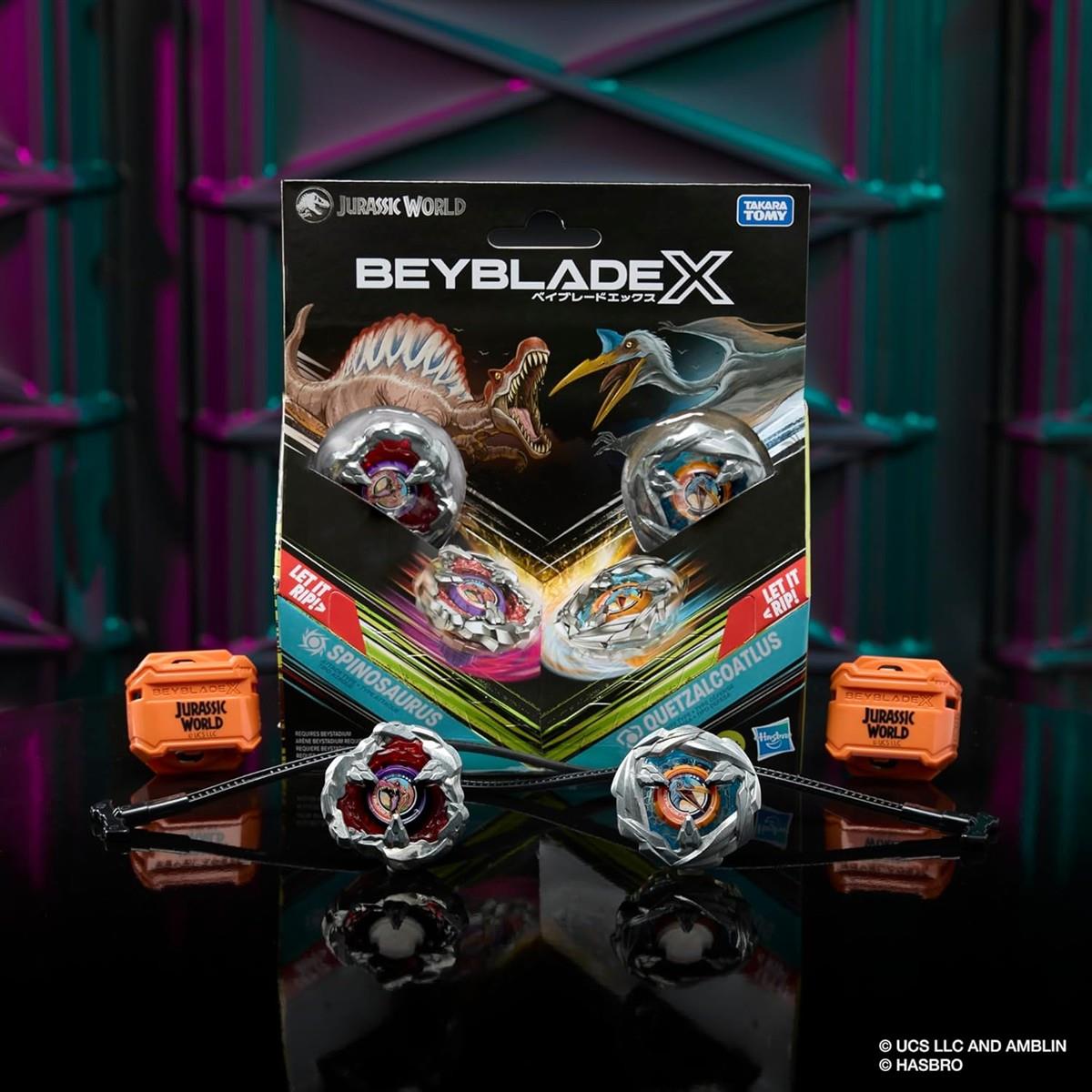 Hasbro Beyblade X Jurassic World Collab Spinosaurus vs. Quetzalcoatlus Multipack Set