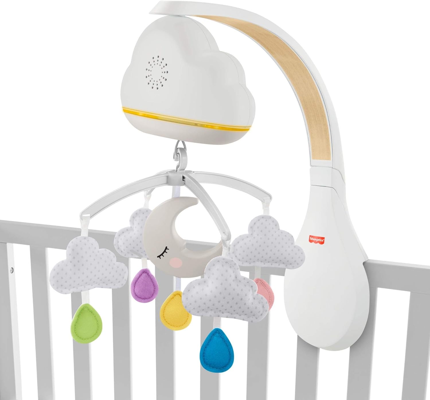 Fisher-Price, GRP99 Traumhaftes WolkenMobile und Spieluhr mit Geräuschsensor zur automatischen Aktivierung für Babys und Kleinkinder, bunt