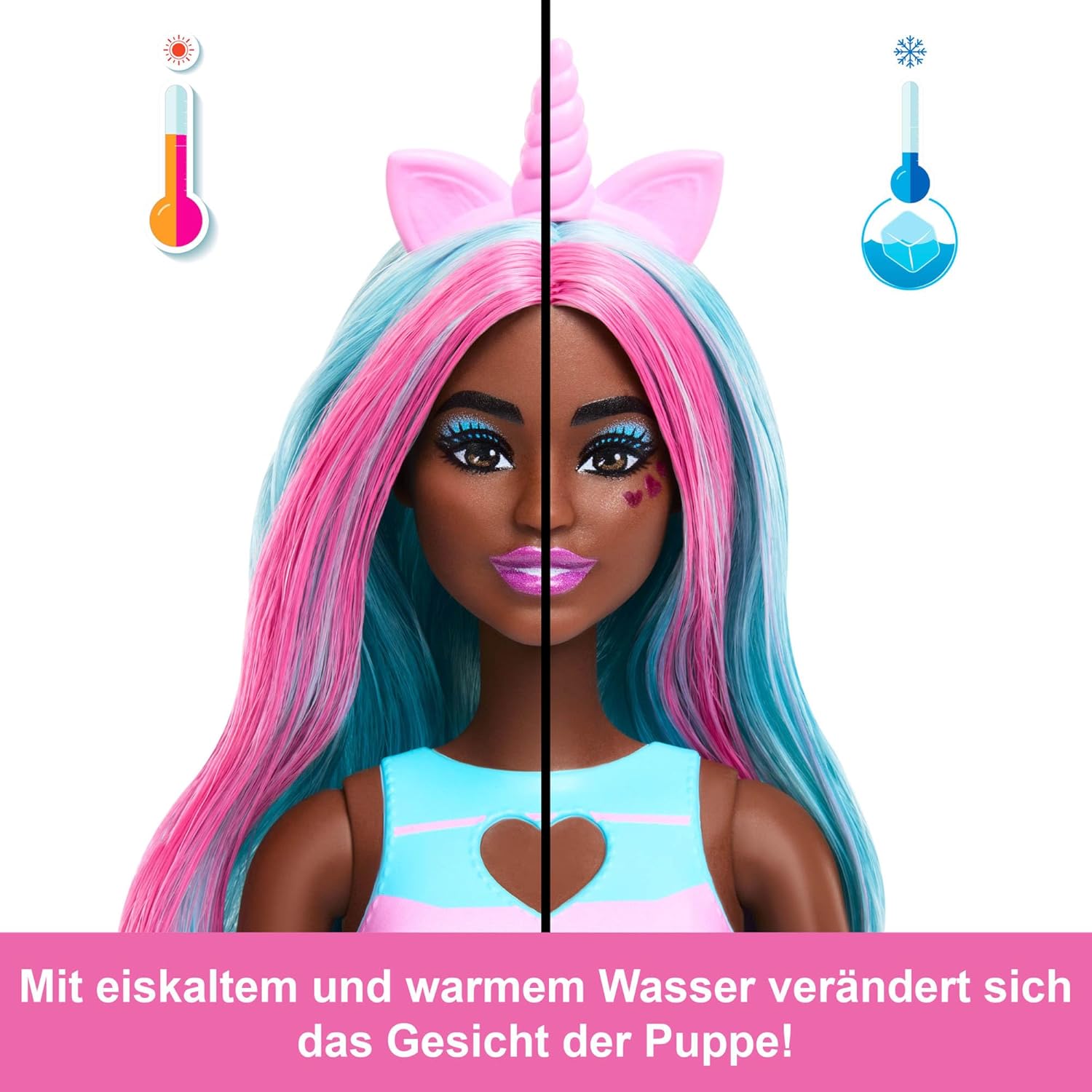Barbie Pop Reveal Set aus Puppe und Accessoires, Shakes-Serie, duftende Einhorn-Modepuppe & Haustier, 8 Überraschungen inklusive Farbwechsel, JCN86
