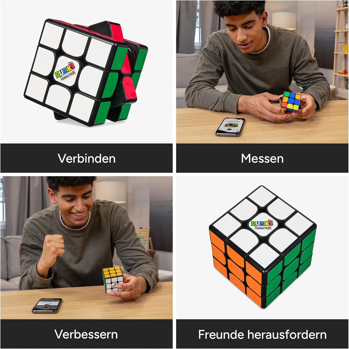 Rubik's ConnectedX - elektronischer 3x3 Cube für Einsteiger und Profis, Bluetooth-Verbinung zur App, die beim Lösen hilft, Spiele und Challenges enthält, ab 8 Jahren
