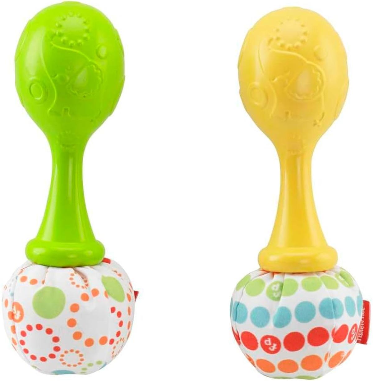 Fisher-Price Rumba-Rasseln - Set aus 2 Rasseln mit bunten Perlen und weichen Griffen, fördert die sensorische Entwicklung und Feinmotorik, für Babys ab 3 Monaten, BLT33