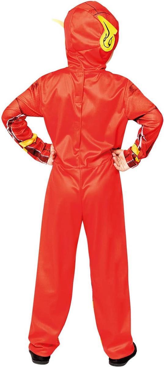Amscan - Kinderkostüm The Flash, bedruckter Overall mit Kopfbedeckung, 100 % recycelte Materialien, Serie, DC Super Heroes, Motto-Party, Karneval Größe 134 8-10 Jahre