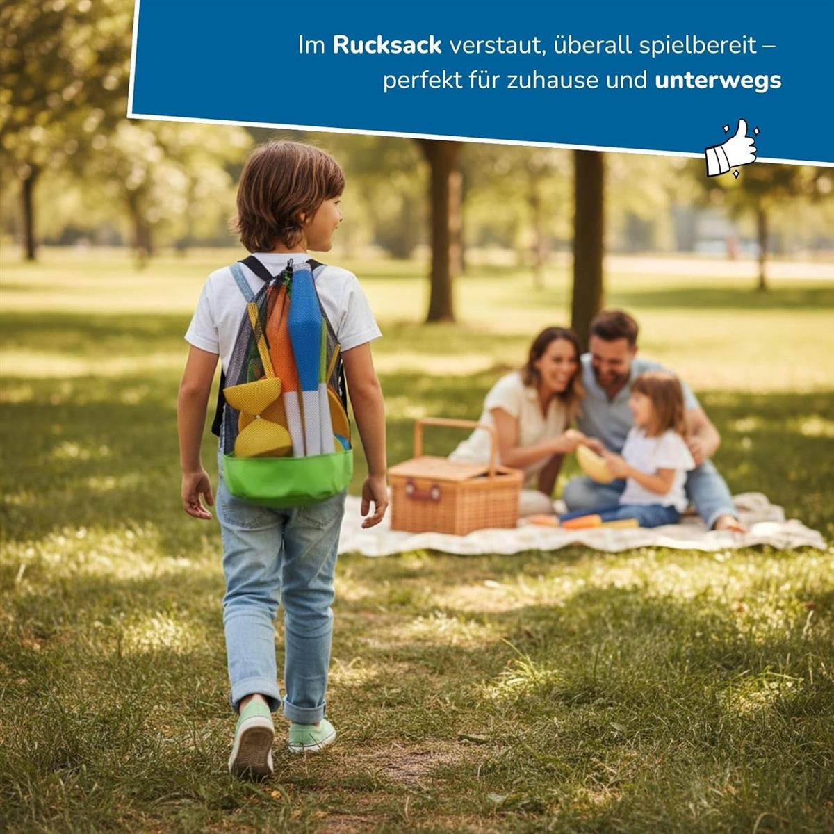 alldoro 60130 Jonglier-Set 16-tlg., inkl. Jonglierbälle, Tücher, Ringe, Keulen, Diabolo & Teller im Netzrucksack, für Kinder ab 3 Jahren & Einsteiger
