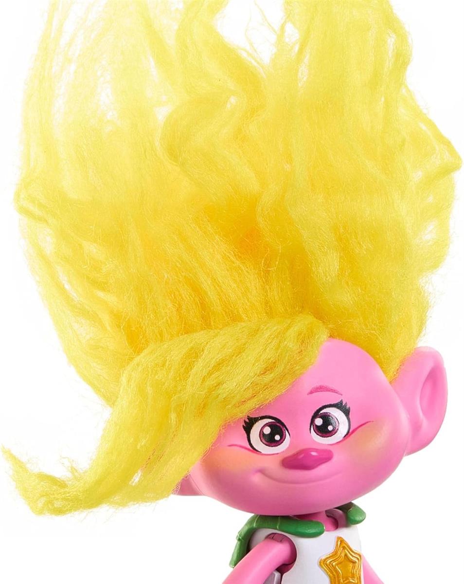 Mattel DREAMWORKS TROLLS Gemeinsam Stark – Puppen Königin Poppy, Viva, Branch, Guy Diamond mit Tiny Diamond mit Plüschhaar und 5 Gelenke, für Kinder ab 3 Jahren, HNF07