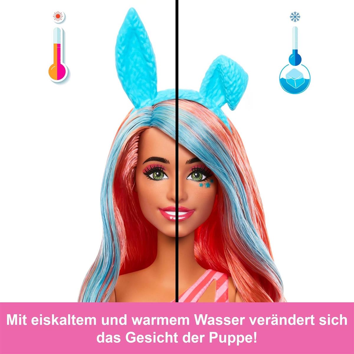 Barbie Pop-Reveal-Set aus Puppe und Accessoires, Shakes-Serie, duftende süße Kätzchen-Modepuppe & Haustier, mit 8 Überraschungen inklusive Farbwechsel, JCN87