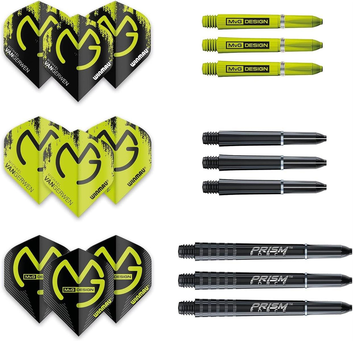 WINMAU MvG Acclaim Dartpfeile mit Wolframstahlspitze, 25 g, Set mit Flights und Schäften