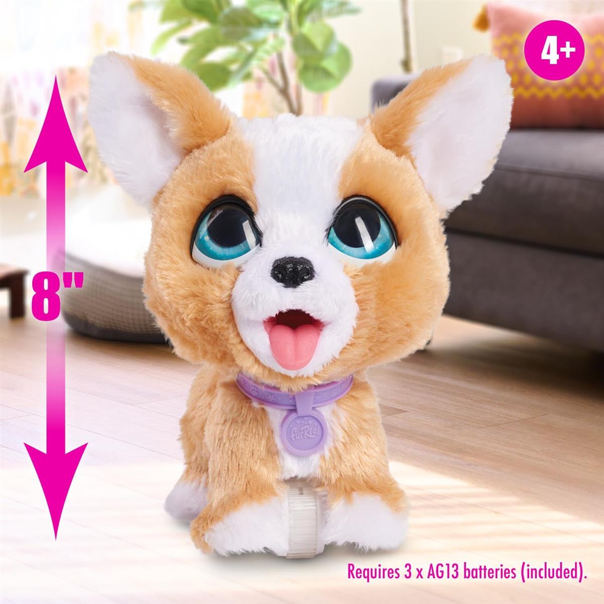 Just Play furReal Poop-A-Lots Corgi interaktives Spielzeug, 20 cm groß, hüpfender Plüschwelpe, 14-teilig, Kinderspielzeug ab 4 Jahren, 22.86