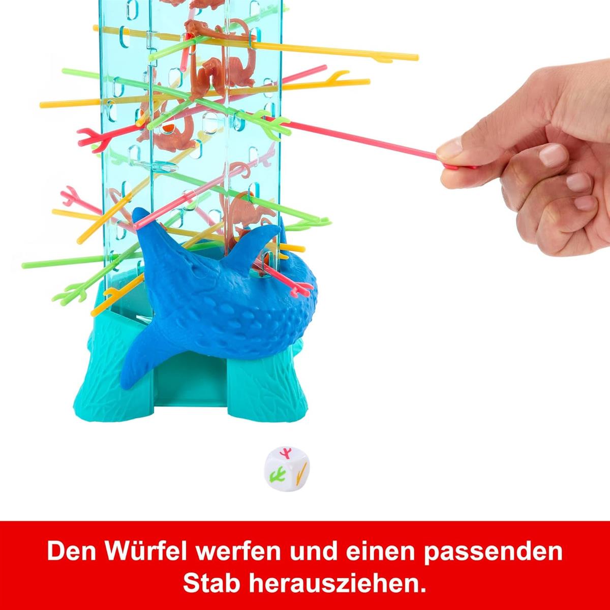 Mattel Games S.O.S. AffenalarmJurassic World: Die Wiedergeburt -Spiel für Kinder und Familie mit Ozean-Turm und vom Film inspirierten Spinosaurus-Figuren., JFW44
