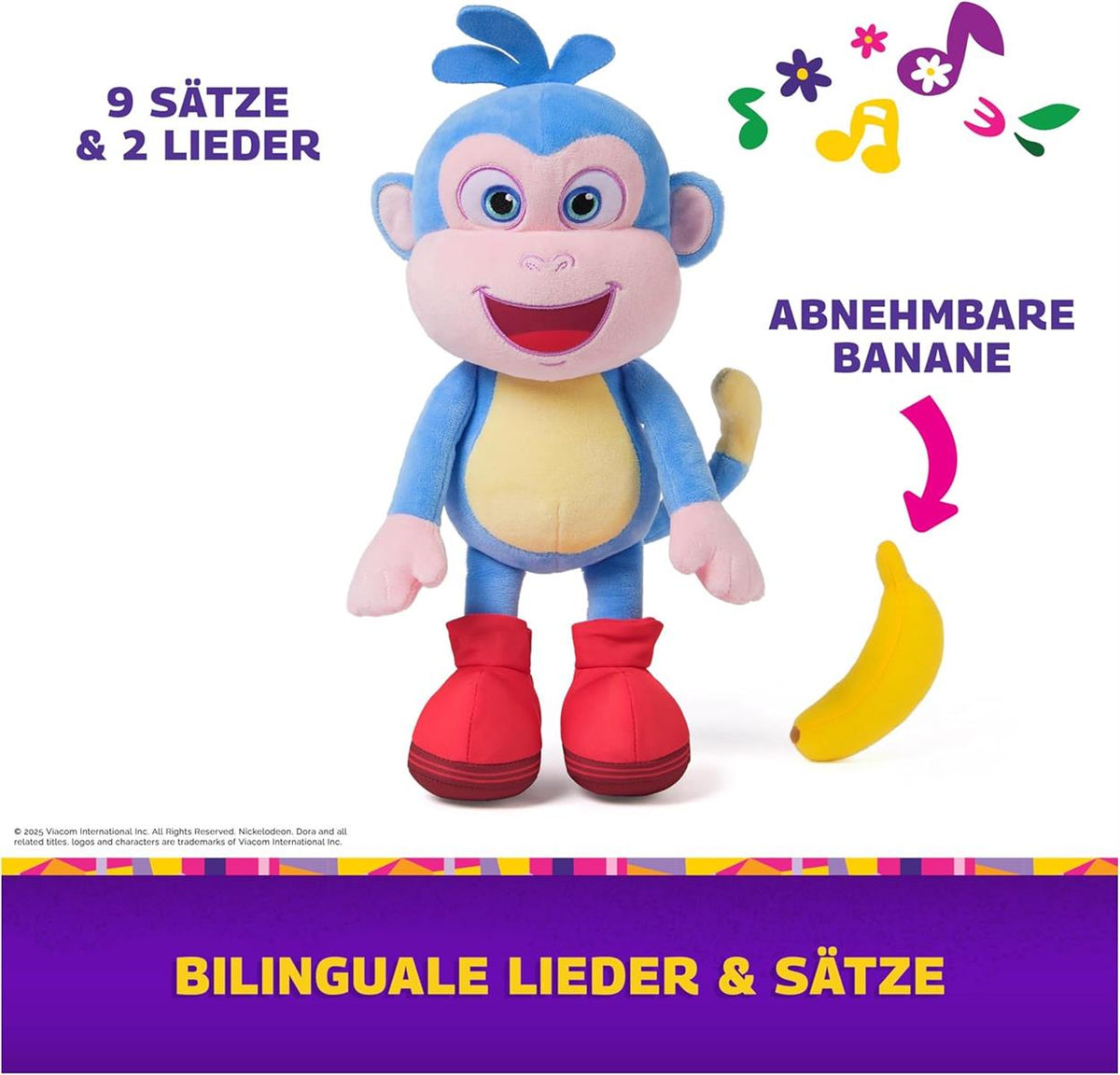 Dora Bananenfreund Boots - ca. 30 cm große, interaktive Plüschfigur zur beliebten TV-Serie mit 2 Liedern und 9 Sätzen, für fantasievolles Spielen, für Kinder ab 3 Jahren