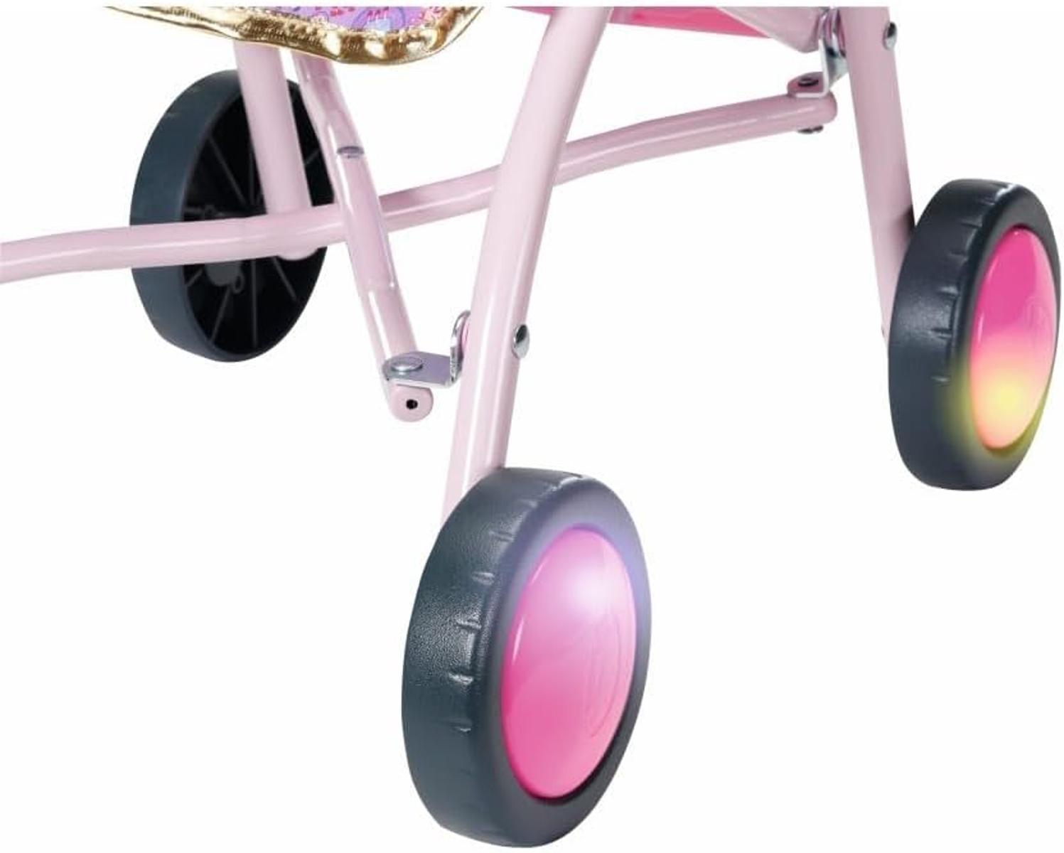 BABY born Happy Birthday Deluxe Buggy, zusammenklappbarer Puppenwagen mit blinkenden Rädern, 829950 Zapf Creation