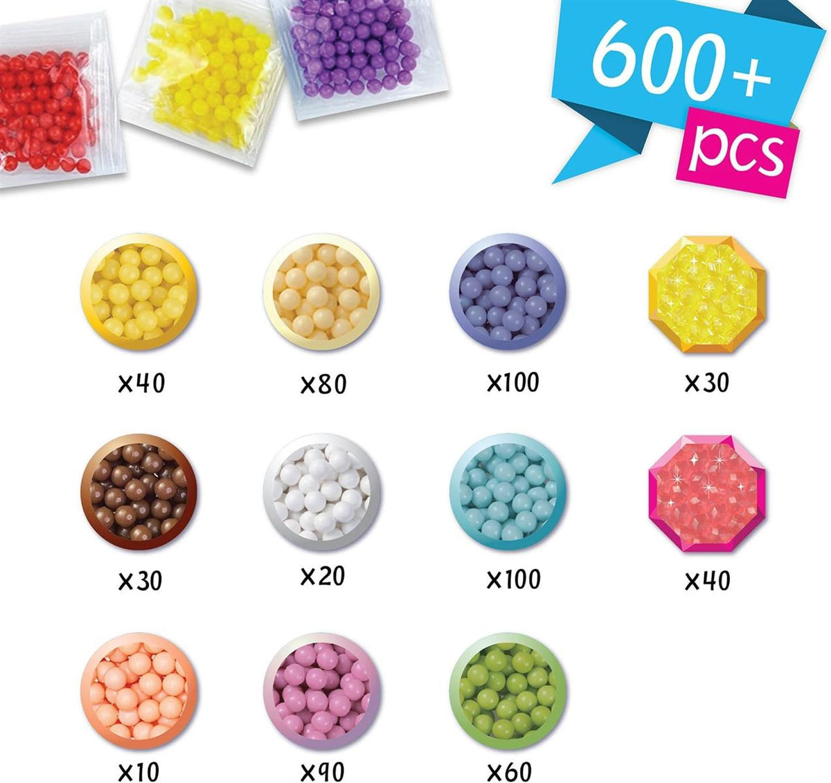 Aquabeads 31506 Pastell Märchenwelt Set - Themen Nachfüllset, Wasserperlen, Bastelspaß für Kinder ab 4 Jahren, ohne Bügeln oder Kleben