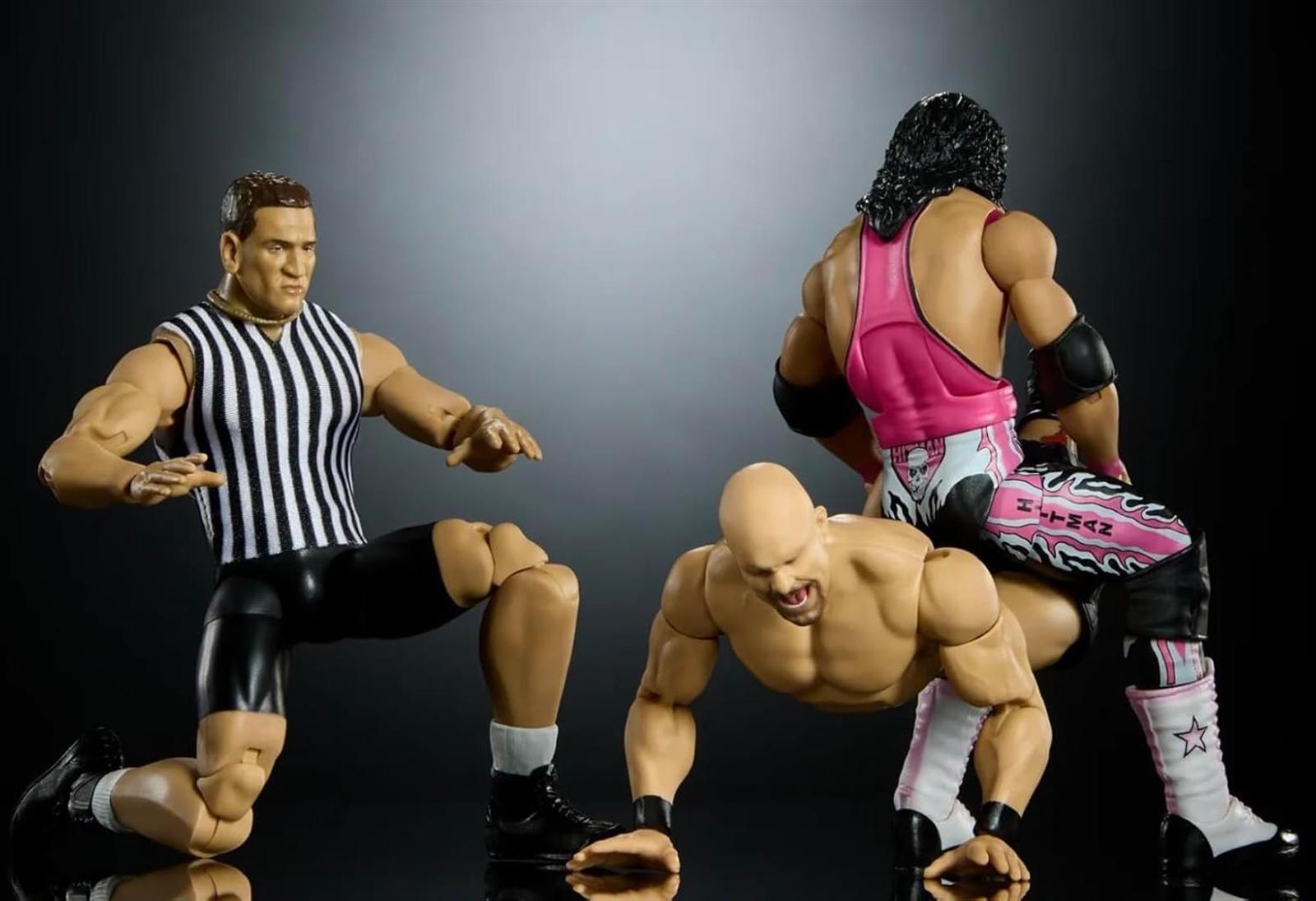 Mattel WWE Bret The Hitman Hart Stone Cold Steve Austin Ken Shamrock Wrestlemania 3-Pack Elite Collection Wrestling Actionfigur Spielzeug