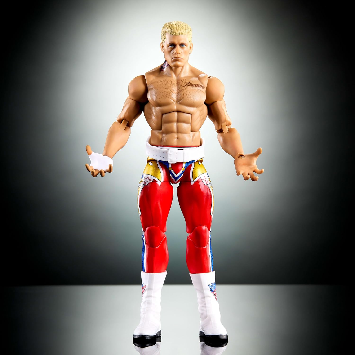 Mattel WWE Elite Collection Top Picks, Set mit Actionfigur und Zubehörteilen, ca. 15 cm große Sammelfigur Cody Rhodes mit Händen und Wrestling-Ausrüstung zu Austauschen, JHV11