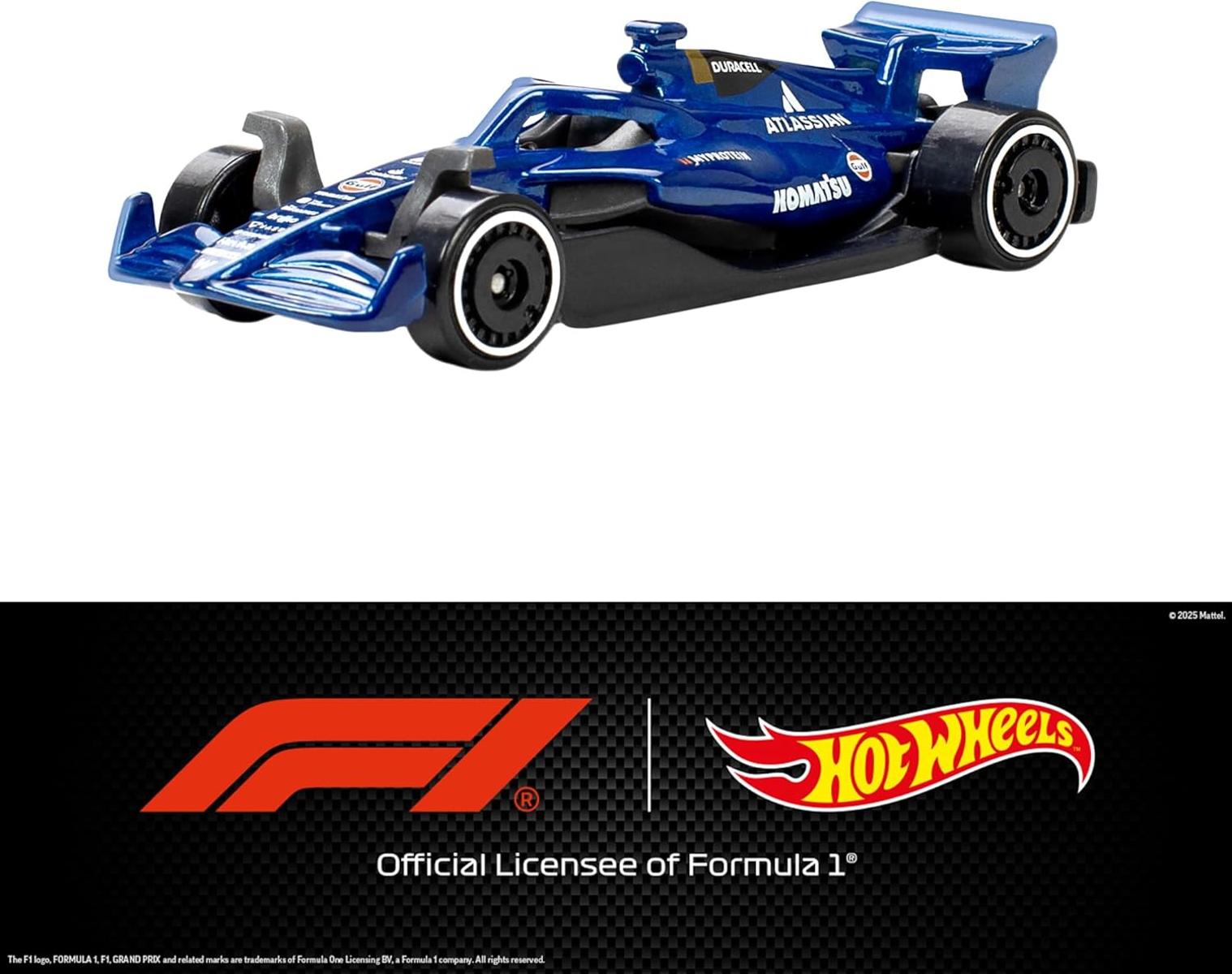 Hot Wheels Maßstab 1:64 5er-Pack Formel 1 Die-Cast-Spielzeugautos, 5er-Set mit offiziell lizenzierten F1-Rennwagen zum Spielen, Sammeln und Ausstellen, JLN11