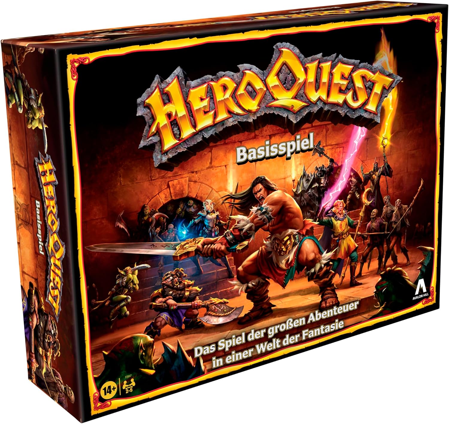 Avalon Hill HeroQuest Basisspiel, Dungeon Crawler Fantasie-Abenteuerspiel mit Miniaturen, ab 14 Jahren, für 2 − 5 Spieler