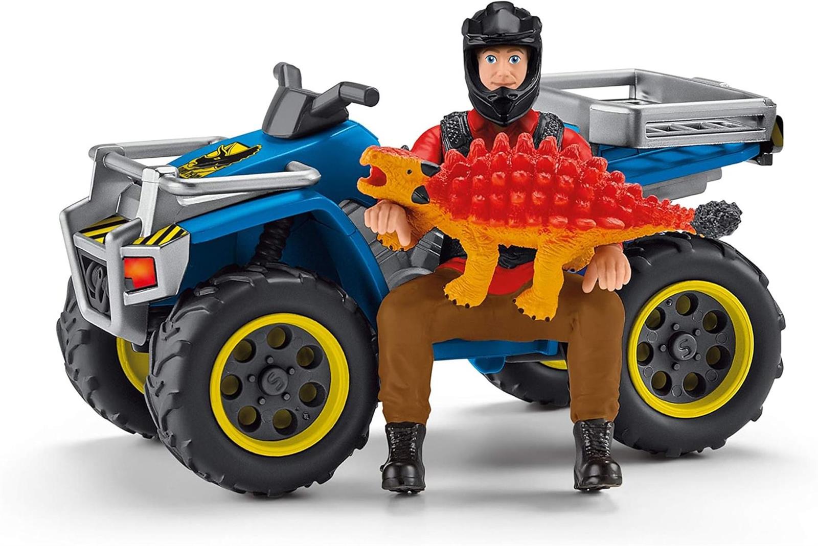 SCHLEICH 41466 Flucht auf Quad vor Velociraptor, für Kinder ab 5-12 Jahren, Dinosaurs - Spielset