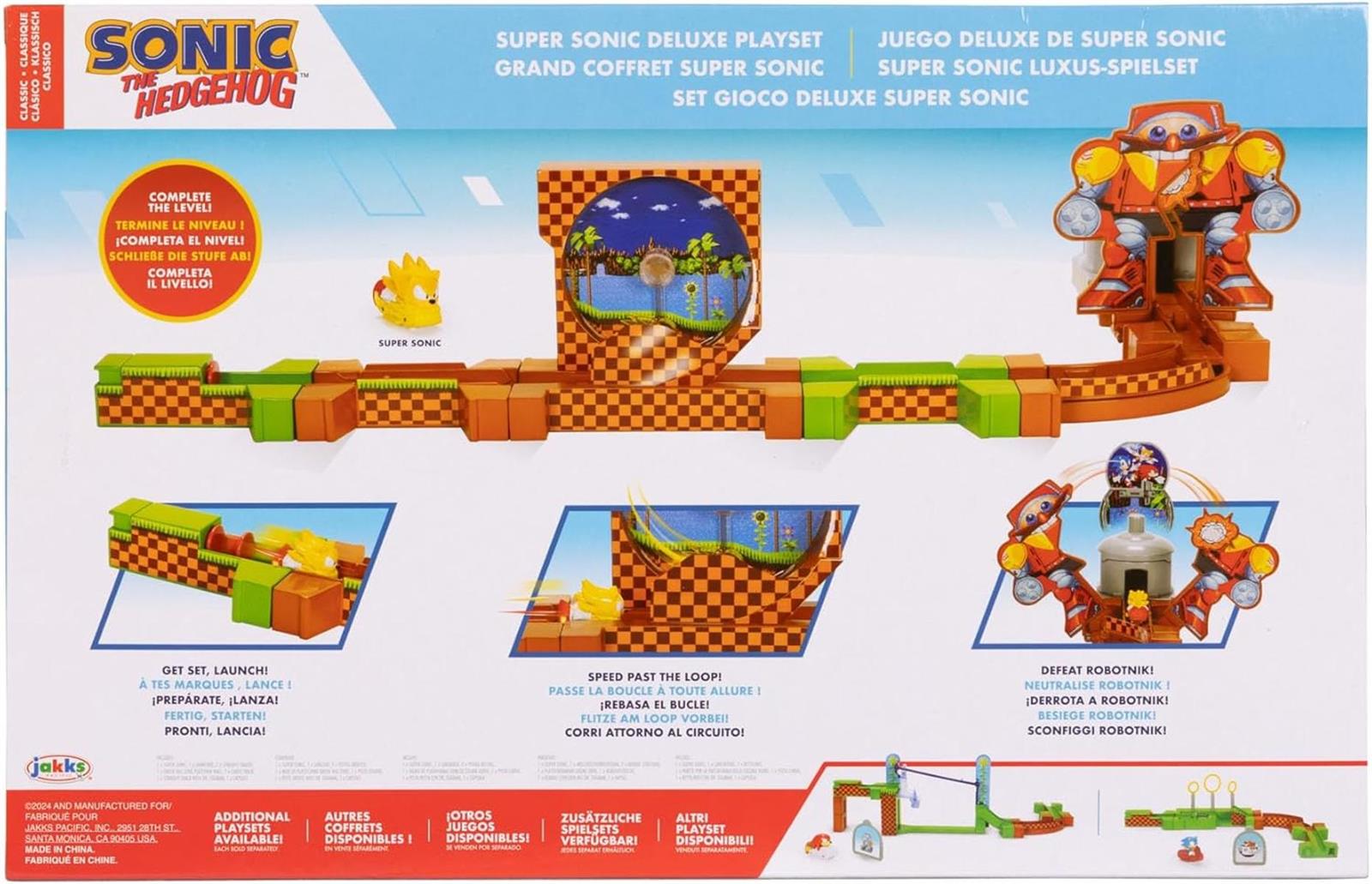 SONIC THE HEDGEHOG Go Go Racers Deluxe Spielset mit Diecast Super Sonic Figur, kombiniert mit dem Sonic Adventure Spielset und Knuckles Adventure Spielset