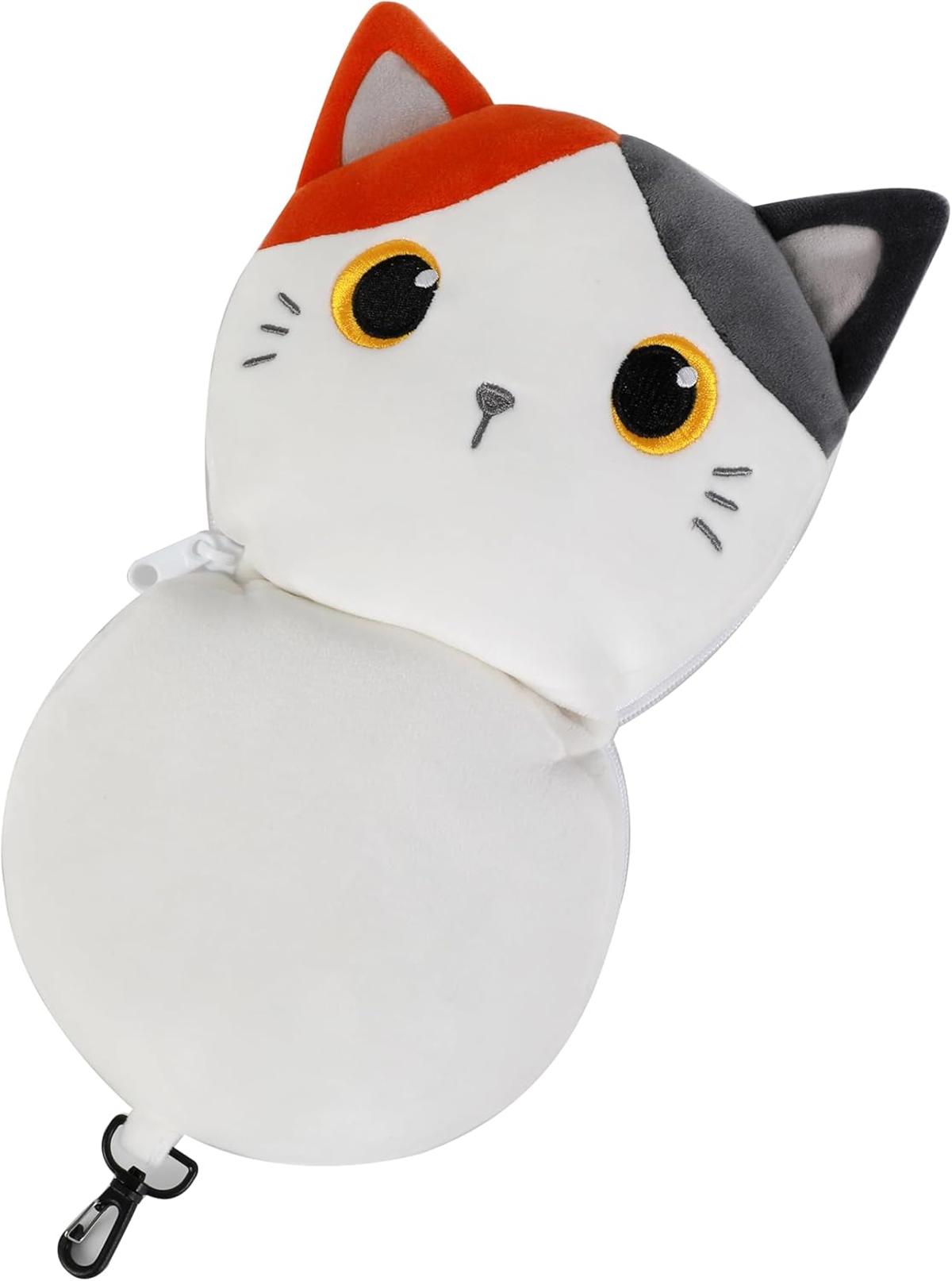 I-TOTAL® Kissen mit Schlafmaske, verschließbares Kissen mit Haken orange Katze