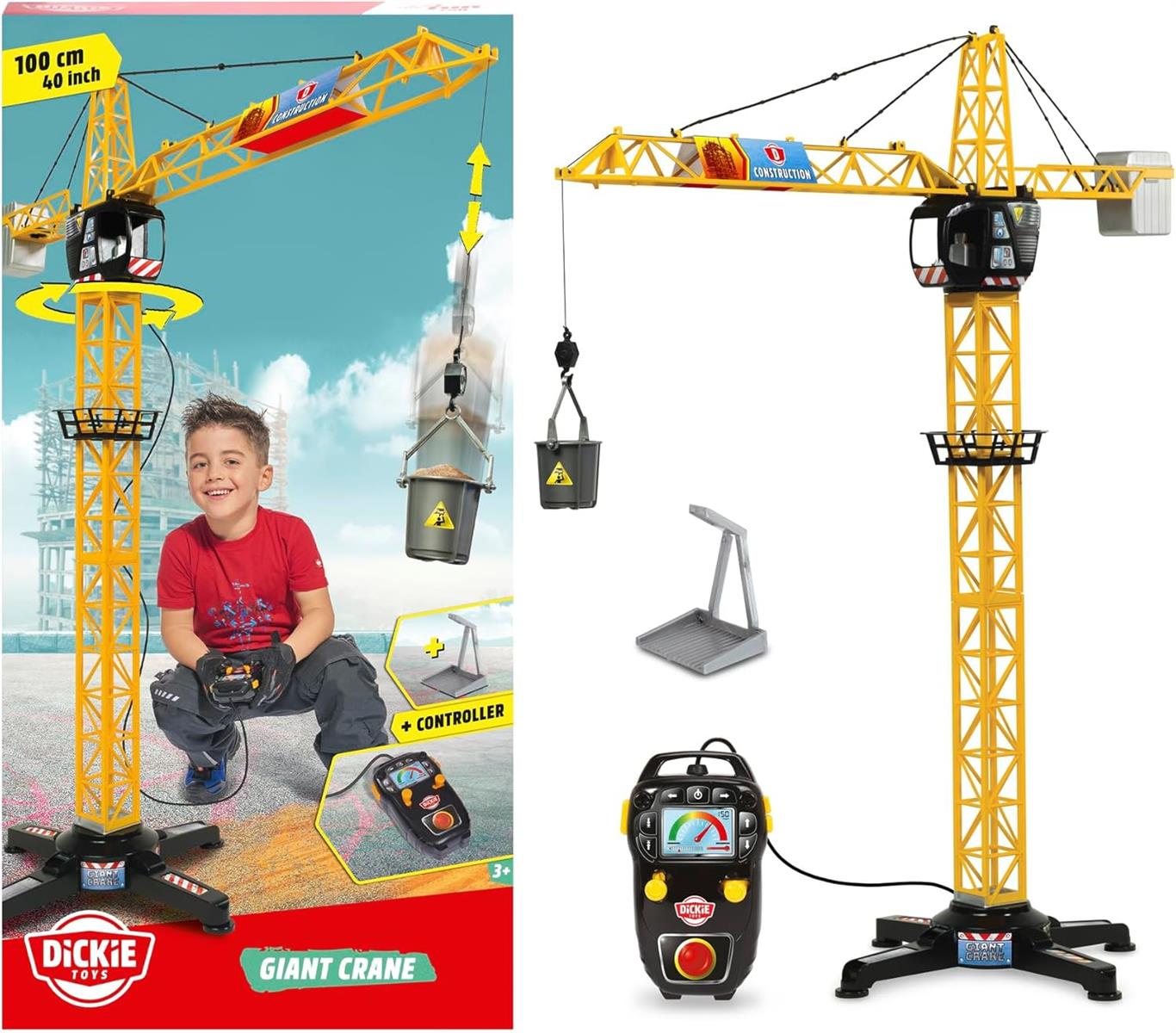 Dickie Toys 203462411 - Mega Crane, Kabelgesteuerter Kran, 1 Meter hoch